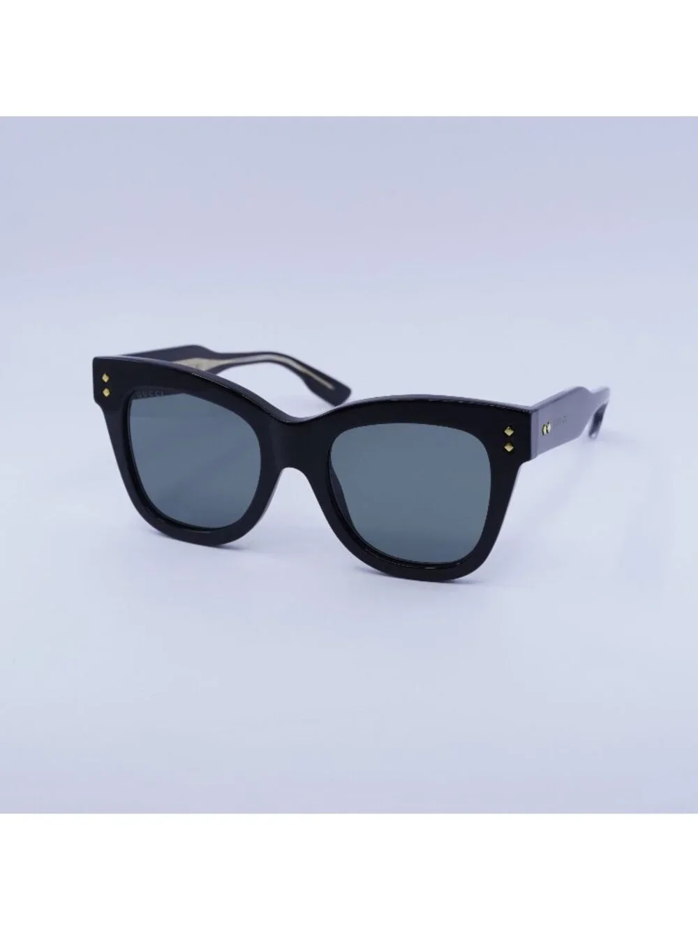 Gucci GG1082S 001 Sunglasses Black Cat Eye Frame, Grey Lenses